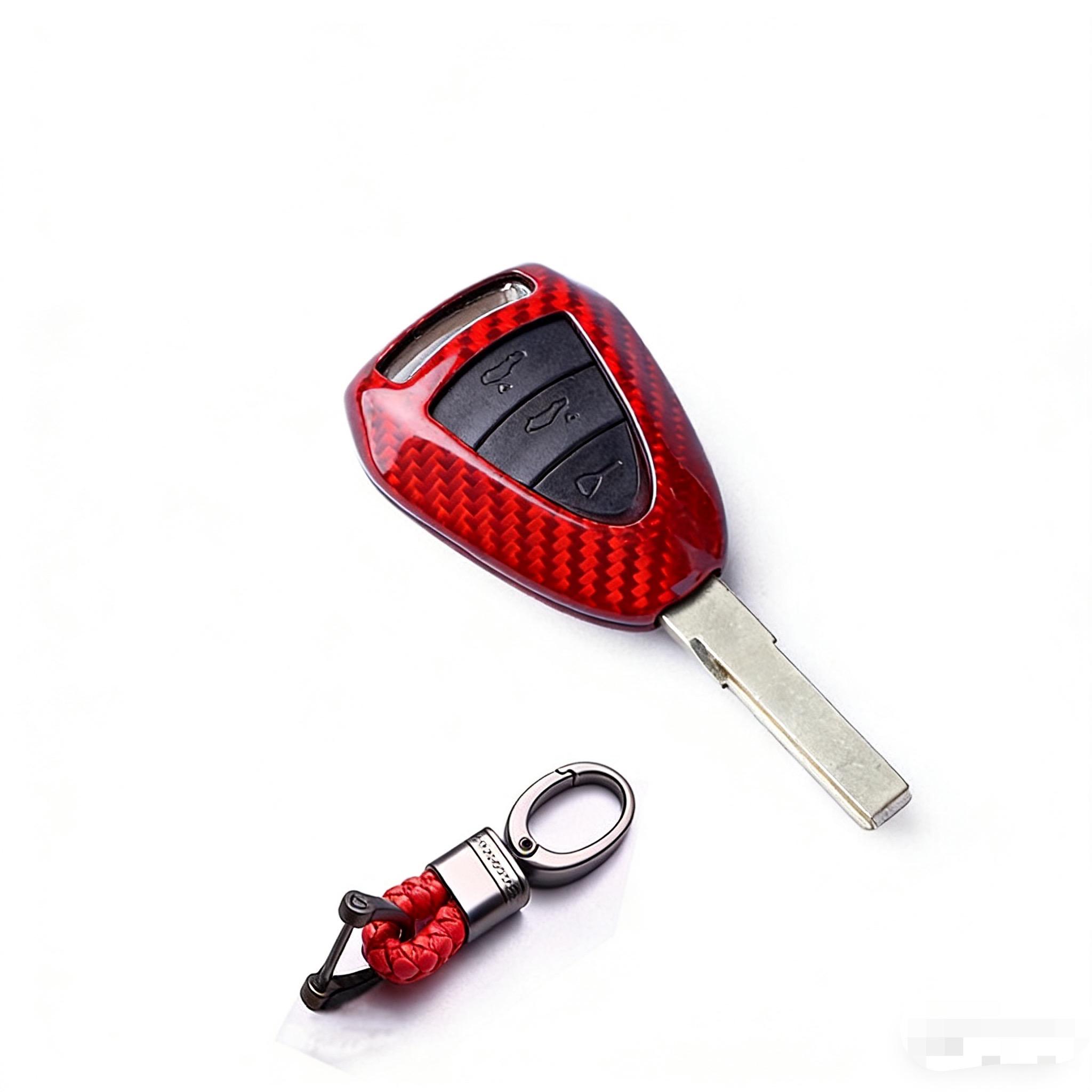 Fits for Porsche Boxter 911 Cayman Red Key Fob Case Cover Carbon Fiber Protector KC069R