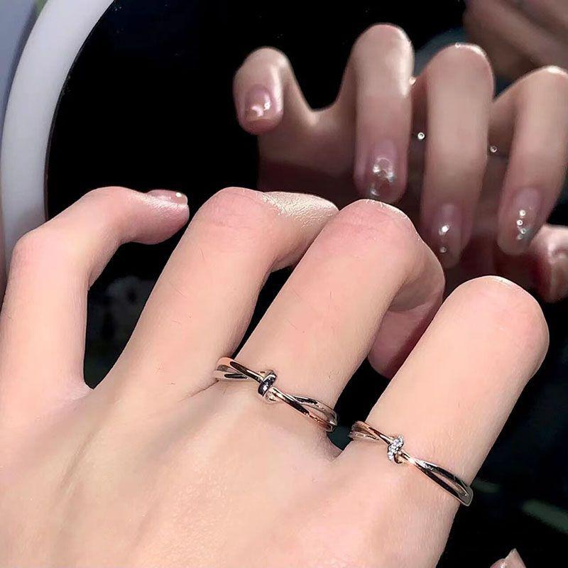 Romantic Couple Rings For Women Men Promise Couple Ring Valentine'S Day Gift Niche Design Sense High-End Light Luxury Simple Gif