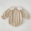 Bestickter Kragen Baby Mädchen Strampler im koreanischen Stil - Frühling/Herbst Mode Langarm Jumpsuit