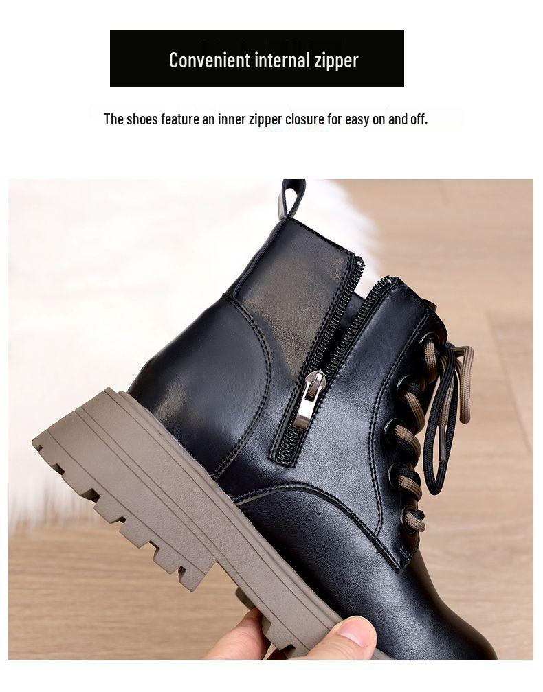 Petite Women's Fleece-Lined British-Style Martin Snow Boots for Autumn/Winter