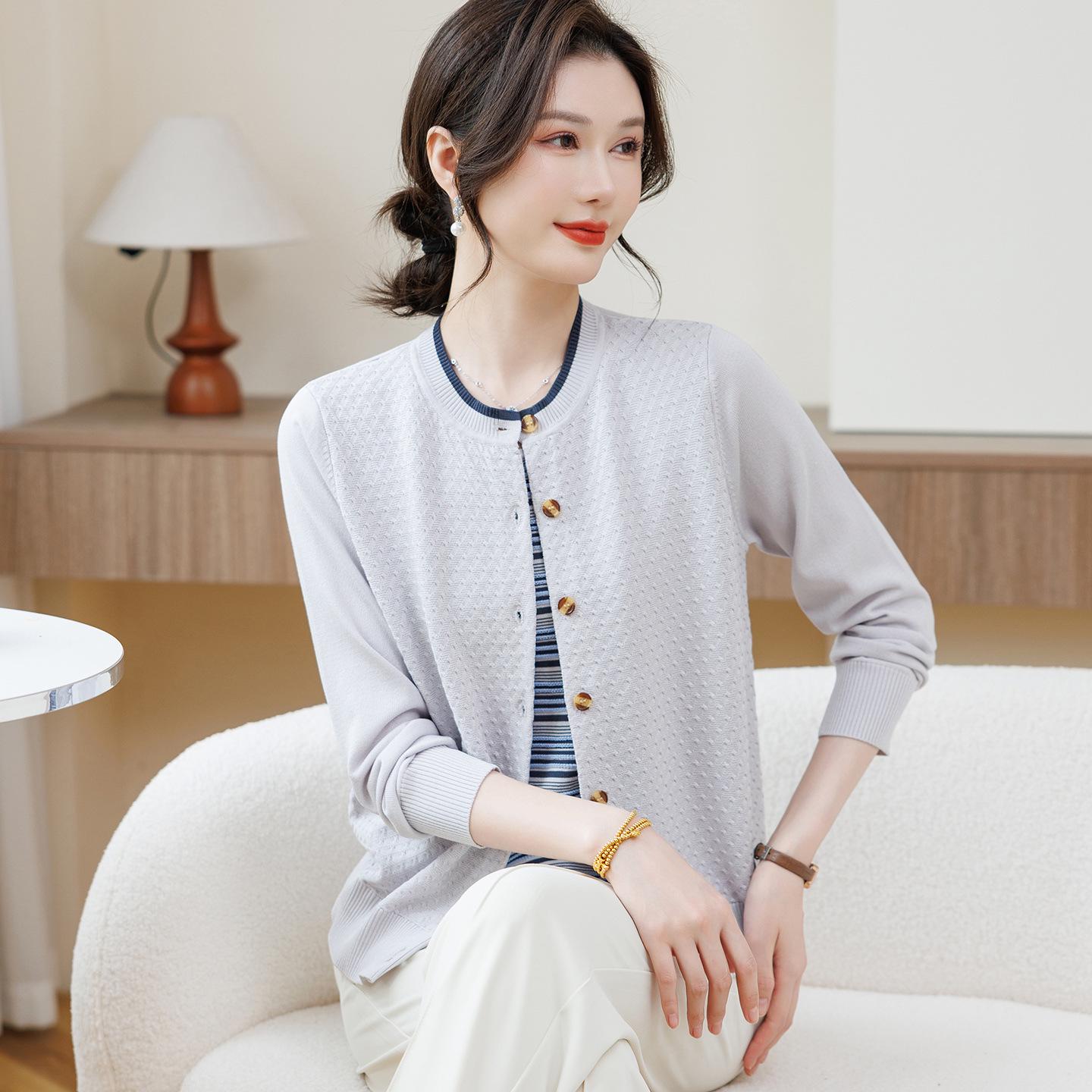 

2026 Spring Fashion Cardigan & Knit Top Set for Young & Middle-aged Women 2XL [Recommended 120-135 lbs]
