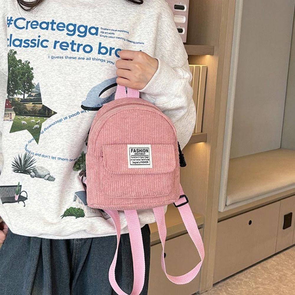 Korean Style Corduroy Backpack Handbag Women School Bags Casual Mini Shoulder Bags Girls