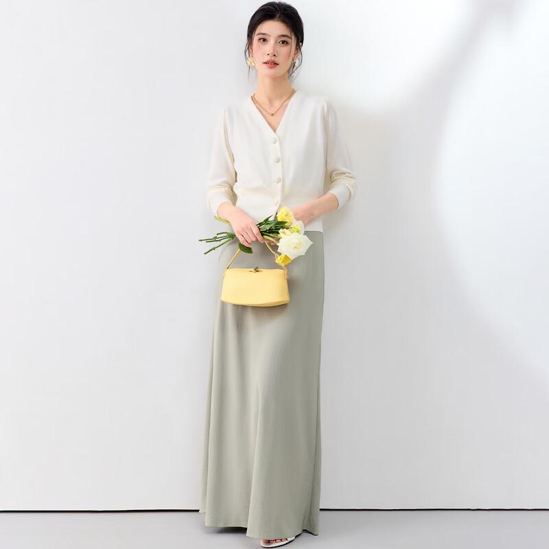 French Style Merino Blend V-Neck Knit Cardigan
