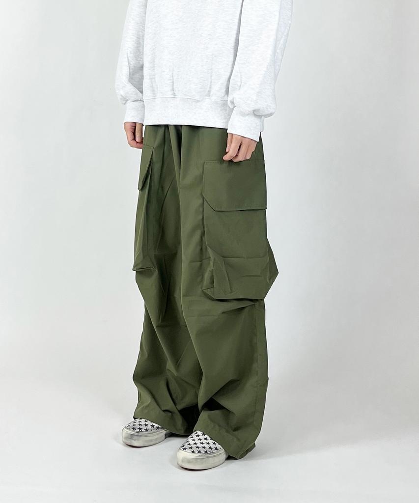 SK8ER ROCK Moreover Cargo Nylon Wide Pants Khaki
