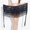 Sequins Belly Dance Waist Chain 4-Layer Tassel Hip Scarf Latin Dance Hula Short Skirt  Party