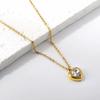 New1 PCS Stainless Steel White Heart Crystal Pendant Necklace 40+5cm Gold Necklace Women Luxury Jewelry O Chain Birthday Gift