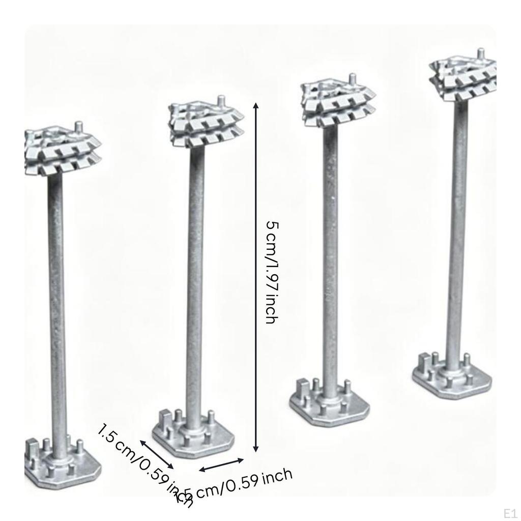 4 Pieces Airport High Pole Light Model 1:400 Scale Apron Floodlight Miniature for Builders,