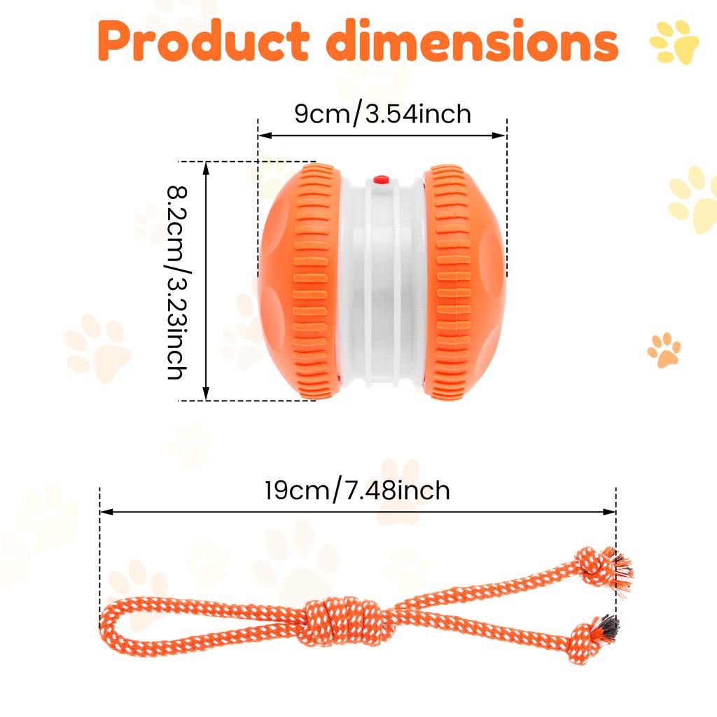 Interactive Dog Toy 2 Speed Mode Moving Cat Dog Toy with Rope Motion Activated Automatic Moving Pet Toy Ball Pet Supplies