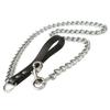 Metal Chain Dog With Leather Style Handle Strong Control Leash Dogs Leash For Walking Pet Products Collars, Harnesses Leads