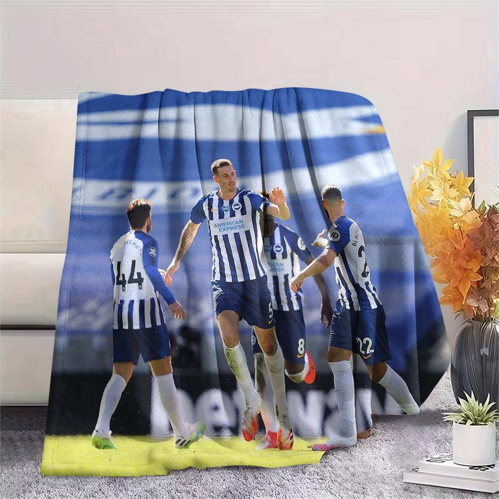 Brighton Team Logo,pattern Flannel Blanket, High Quality Comfortable for All Seasons, Home Decor, Warmth and Comfort, Perfect for Gifts.