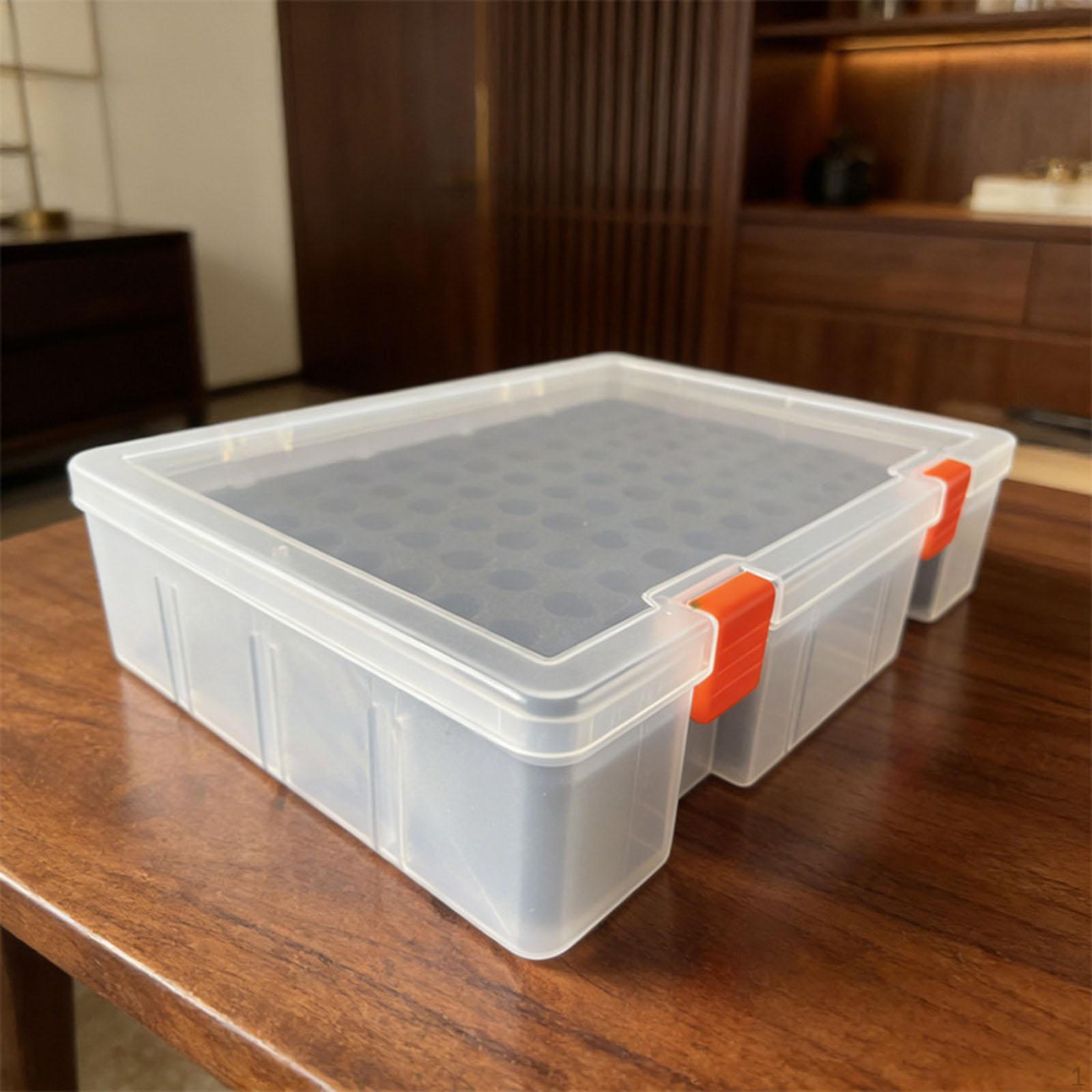 

Battery Storage Box Container AA AAA Holder Professional Carrier Shockproof with Foam Insert Transparent