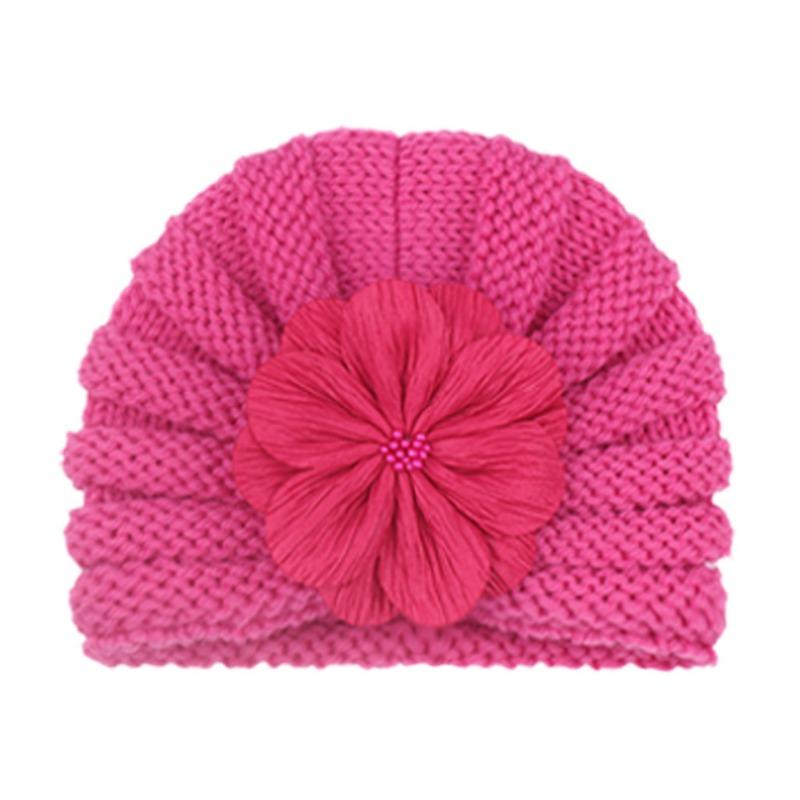 New Children's Autumn and Winter Warm Knitted Hat, Baby Fashion Match Flower Pullover Hat
