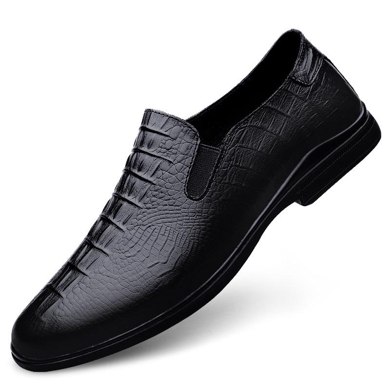 Versatile Embossed Crocodile Pattern Loafers - Korean Style Casual Leather Slip-ons for Men 43