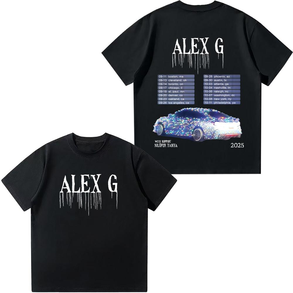 Alex G Umělecké turné 2025 Trička Barevná Módní Grafický Potisk Trička Léto Dámské Ležérní Topy Unisex Vintage Bavlněná Trička Y2K