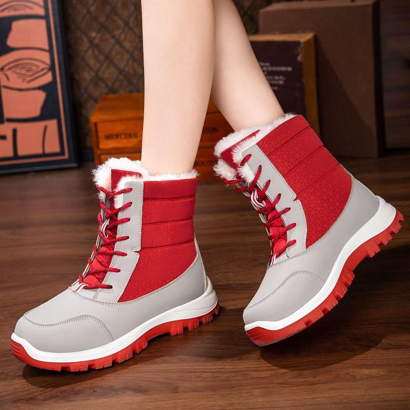 Womens Winter High-Top Snow Boots Warm Non-Slip Flat Heel Plus Size Cotton