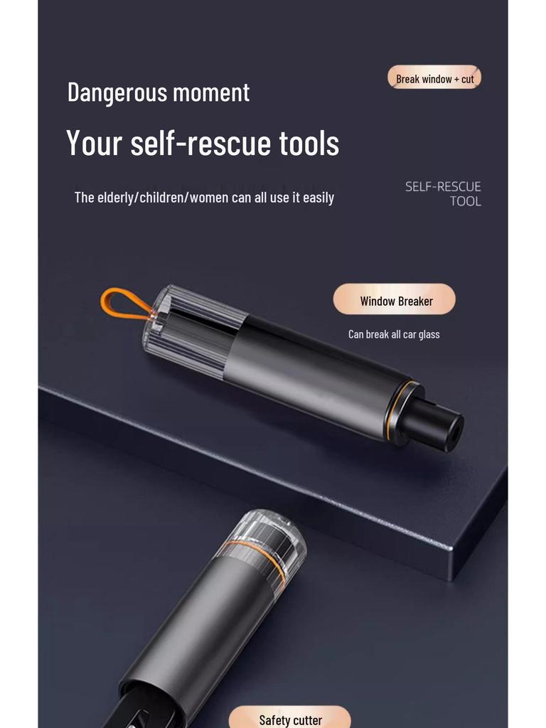 Car Safety Hammer with Window Breaker & Cutter - Multifunctional Lifesaving Tool