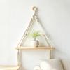 Boho Style Cotton Rope Hanging Wooden Shelf Wall Mounted Floating Rack Nursery Bedroom Decor Storage