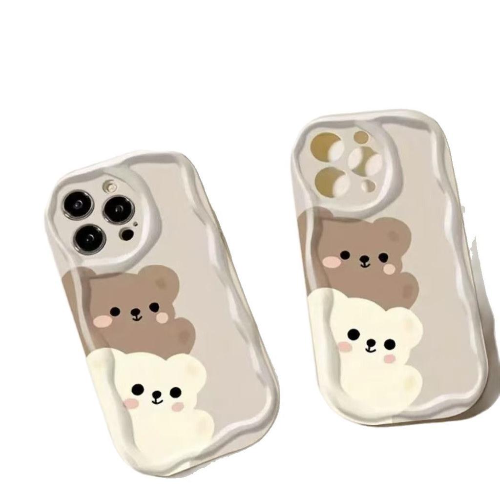 Popular Brown and White Bear Is Suitable for Iphone16promax Mobile Phone Case Apple 15 Girl 14pro Japan and Korea 13/12