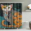 Vibrant Floral Cat Shower Curtain 3D Printed Wall Decor For Bathroom Waterproof Fabric In Multiple Sizes