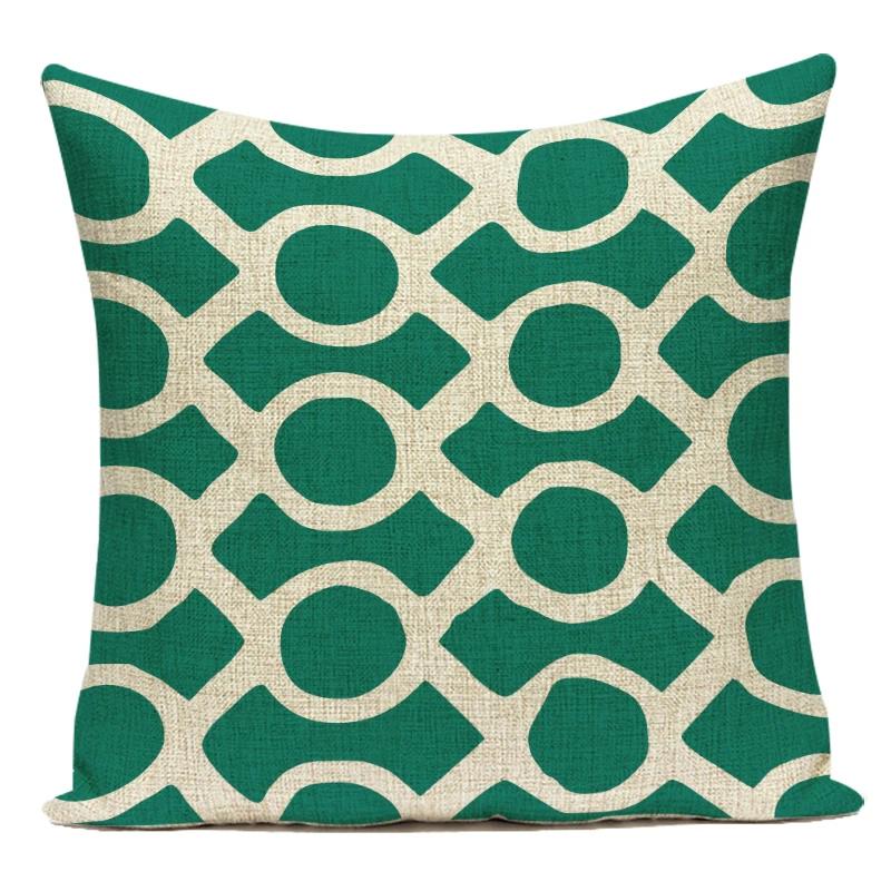 Polyester Green Geometric Stripe Wave Pillow Cover Decoratives Sofa Home Cushion Cover For Bedroom Living Room Decoration