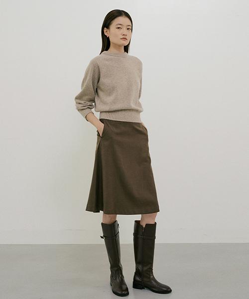 Lingseoul Whole Garment Volume Knit-Melangebeige
