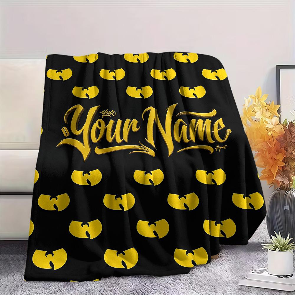 1PC Custom Name Wu-Tang Clan Patterned Flannel Blanket Suitable For All Seasons for Home Decor Warmth and Comfort Gifts Holiday Present -HE228