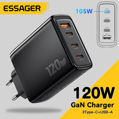 Essager 120 W GaN USB Typ C Ladegerät Laptop 100 W PD Schnellladung für MacBook Air M1 M2 Pro IPhone Samsung 65 W Tablet Telefon Ladegeräte