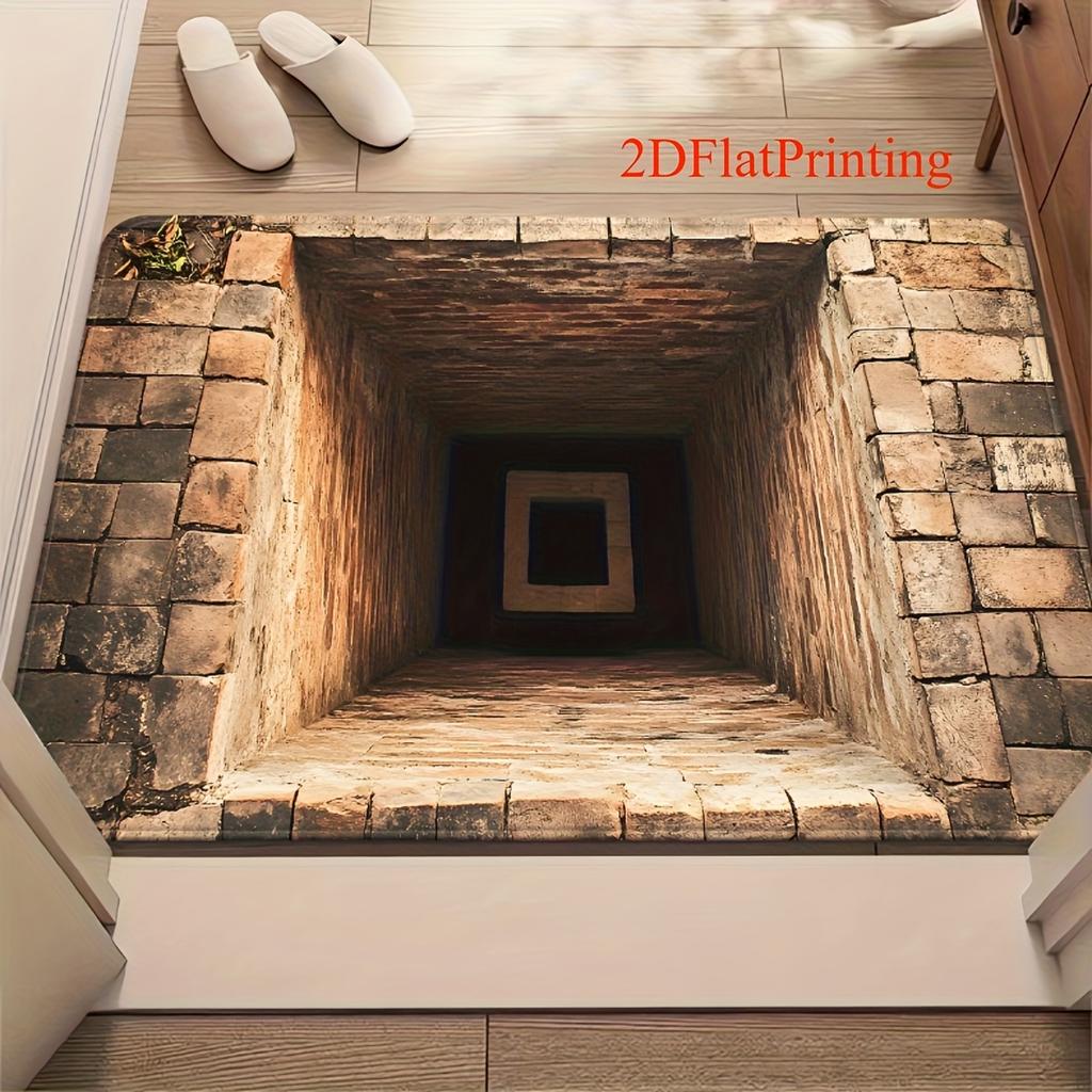 2D Optical Illusion Endless Cave Design Doormat Flannel Doormat Living Room Room Holiday Home Give You Lucky Doormat Home Decor
