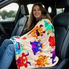 1pc Colorful cute monsters cartoon characters white background soft flannel blanket throw blanket kids room playful decor