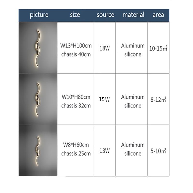 100CM  LED Wall Sconce Strip Black Wall Lamp For Bedroom Bedside Living Room Restaurant Background Decor Lighting Fixtures