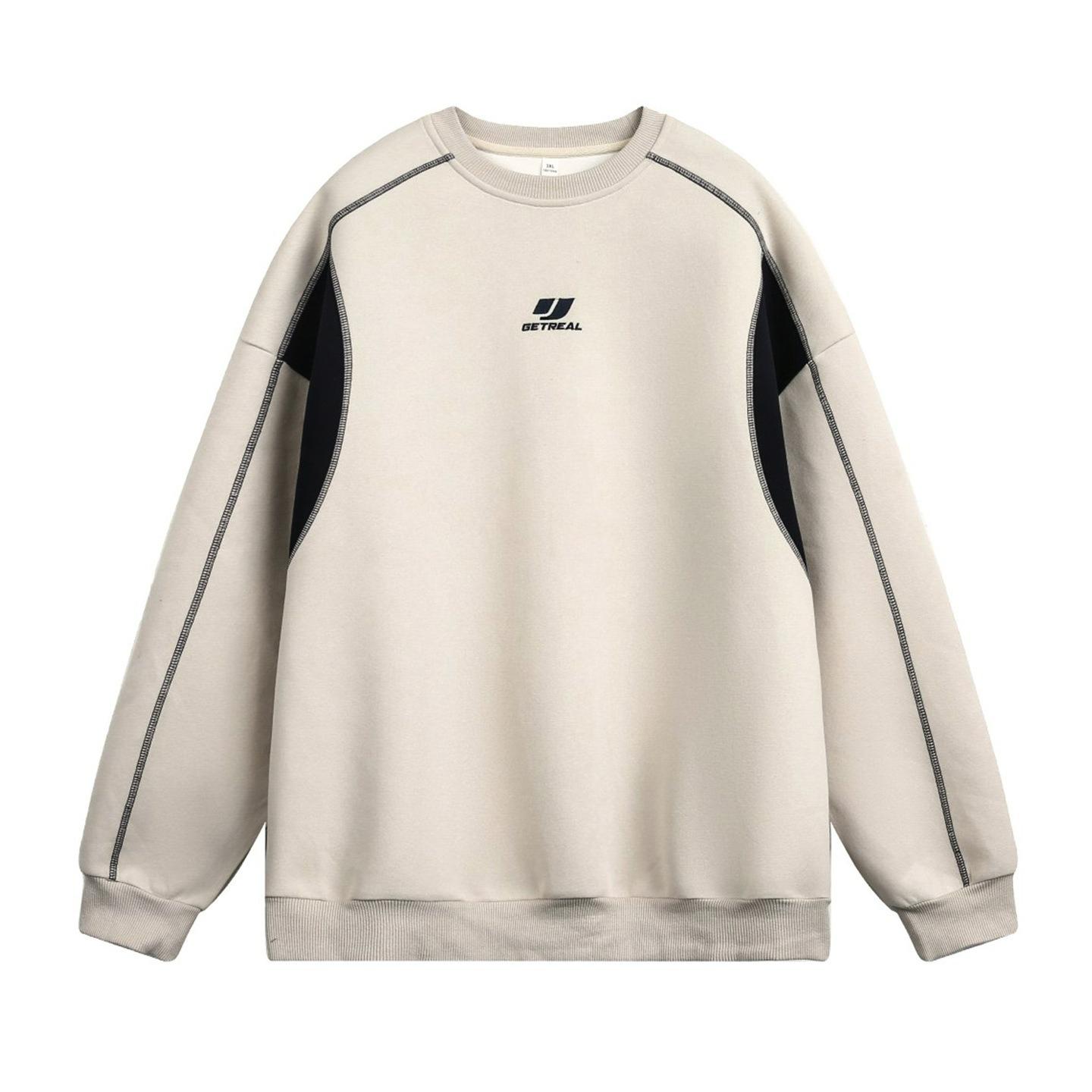 

Мужской осенний модный свитер с круглым вырезом, силуэтом и вышивкой букв с тяжелой текстурой, брендовый пуловер-куртка с контрастной цветной строчкой S абрикосовый