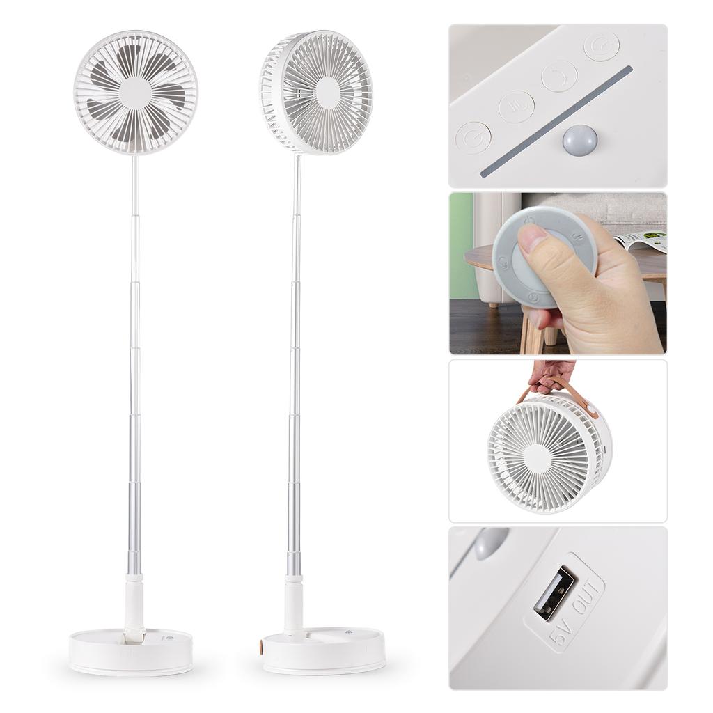 Portable Standing Fan Foldable Oscillation Telescopic Floor Fan Support 4 Wind Speed Timer 180 degrees  Back Rotate Fan