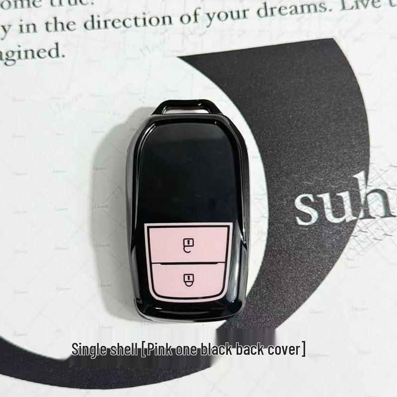 Toyota Car Key Cover - Suitable for Alphard, Corolla, Camry, Crown, RAV4 - Black/Pink