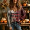 Women's V-Neck Halloween Fall Top for Seasonal Celebrations Comfortable Everyday Shirt