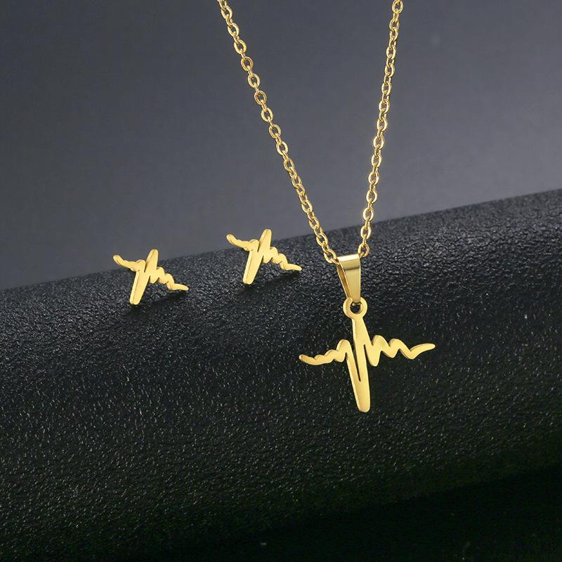 Gold Color Cute Animal Footprints Earrings Set Dog Cat Footprints Paw Necklaces Pendants Women Stainless Steel Zircon TZ329