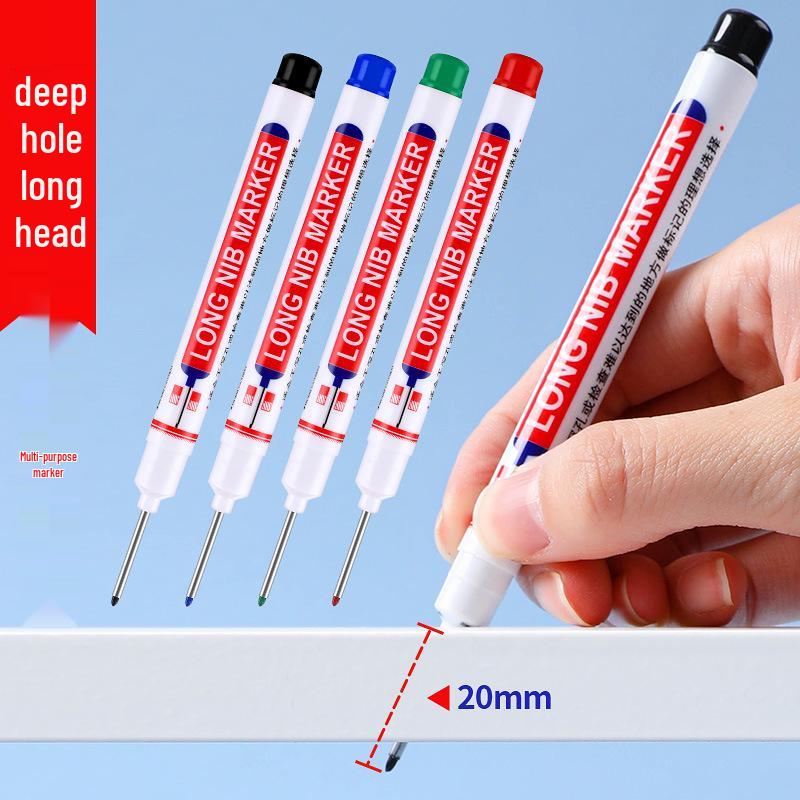 Oil-Based Waterproof Deep Hole Marker Pen for Carpentry & Construction - Scratch-Resistant, Long Tip зелёный