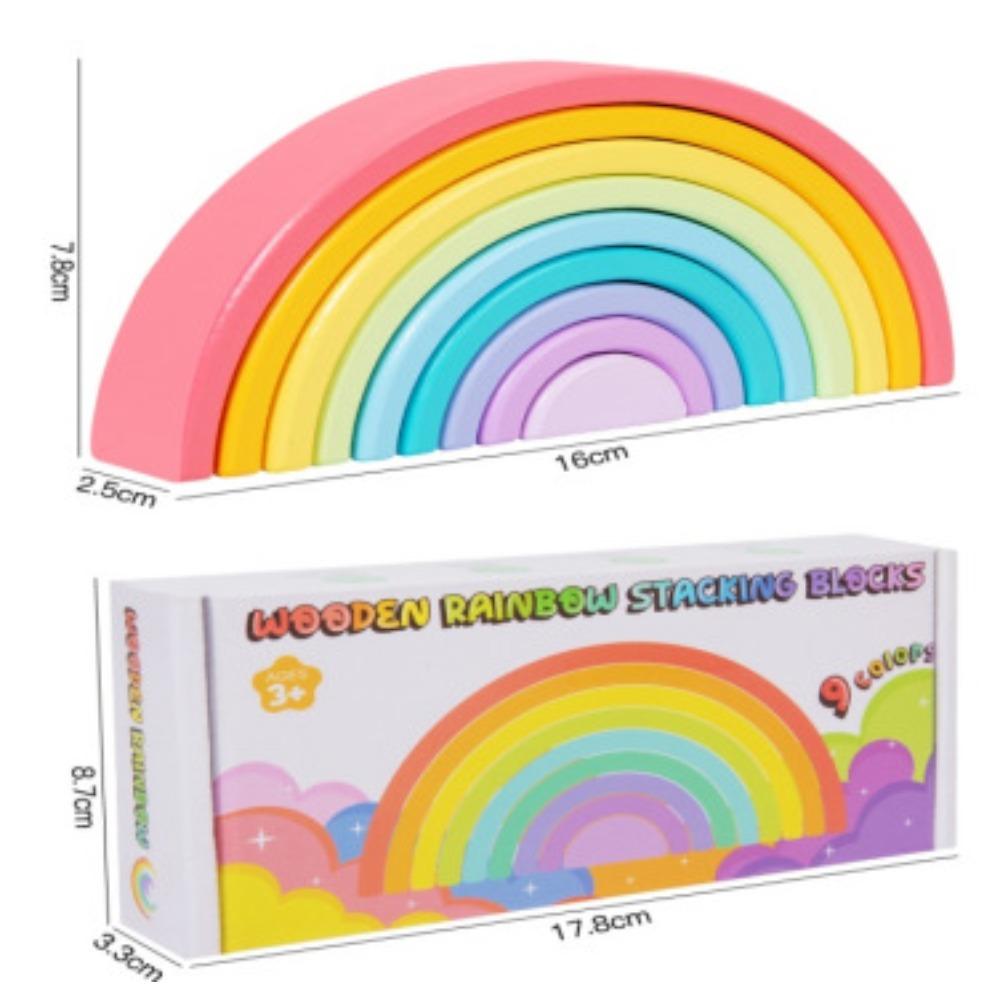 Ins Rainbow Large Building Blocks Free Assembly Kindergarten New Children's Educational Toys DIY Wooden Creative Ornaments