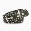 Adjustable Metal Buckle Nylon Waist Belt Full Metal Eyelet Eyelet Belt  Street Fashion