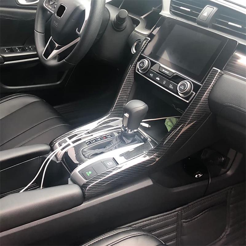 Carbon Fiber Gear Shift Panel Cover Trim For Honda Civic 10th 2016 2017 2018