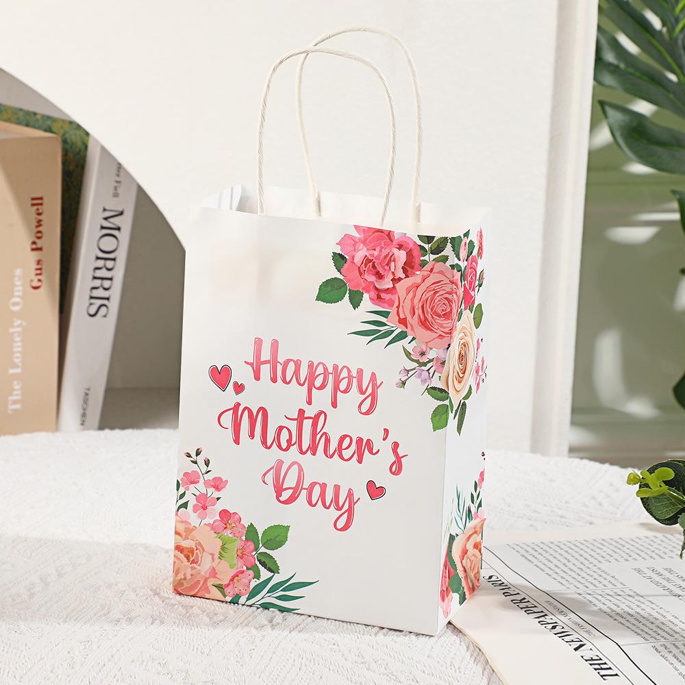 

5 шт. крафтовых бумажных пакетов для покупок с цветочным принтом в стиле инс, с ручками с растительным узором, подарочные упаковочные пакеты, сувенирные пакеты, розничные пакеты для покупок в магазине 5pcs