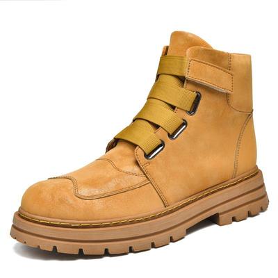 Unisex handgemaakte retro natuurlijke koeienleer herenlaarzen waterdichte enkel snowboots herenschoenen