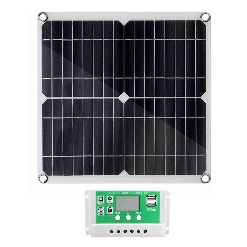 20 Watt 12 Volt Solar Panel Kit Monocrystalline Solar Panel + 60A PWM Charge Controller + Battery Clips 22percent  High