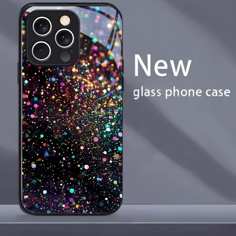 Colorful design tempered glass phone case suitable for iPhone 17 16 15 14 13 12 11 Pro Max Plus anti drop and shockproof