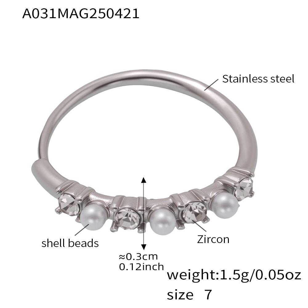 Qiong Yao Pearl and Diamond Adjustable Side-Opening Ring: European-American Style Trend for Women Size 7