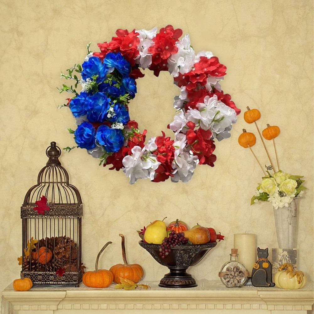 Imitated Independence Day Wreath Ornament Chic Door Hanging Garland Front Door Wall Hanging Fourth of July Garland Pendant