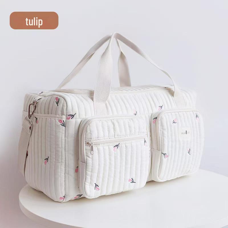 Korean Quilted Mommy Travel Bag: Lightweight, Large Capacity, Multipurpose Shoulder and Handbag for Short Trips and Casual Mother-Baby Outings.