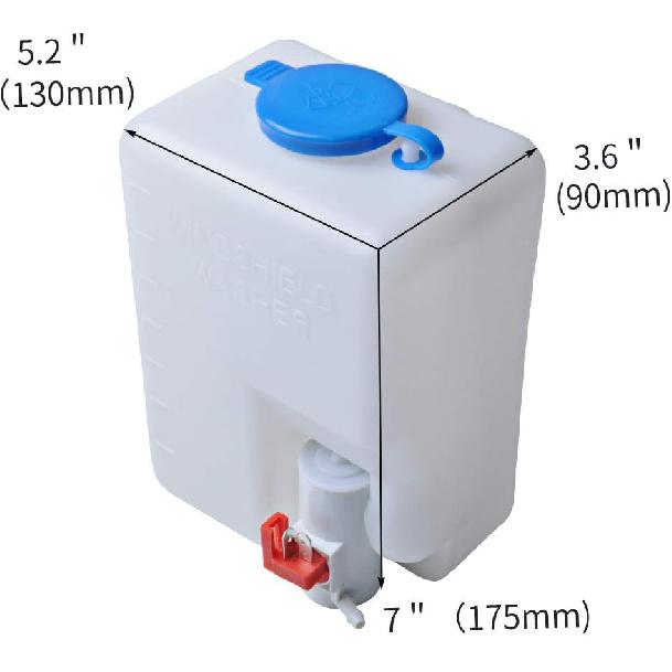

OTUAYAUTO Universal Windshield Washer Bottle, 12V Washer Pump Fluid Reservoir Jet Button Switch Windshield Tank, OEM: 160186