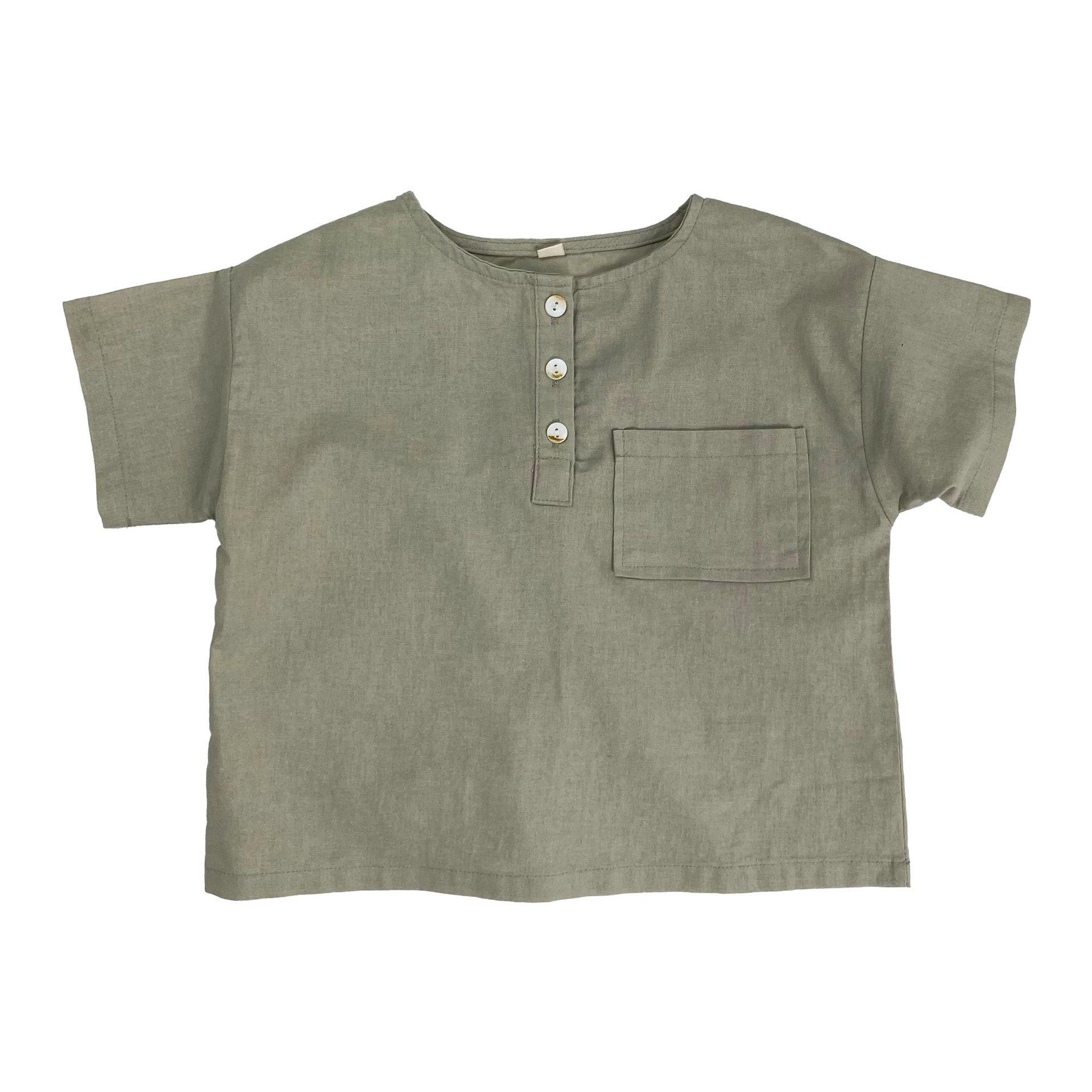 Stylish 2025 Kids Button-Front Cotton Linen T-Shirt 110cm