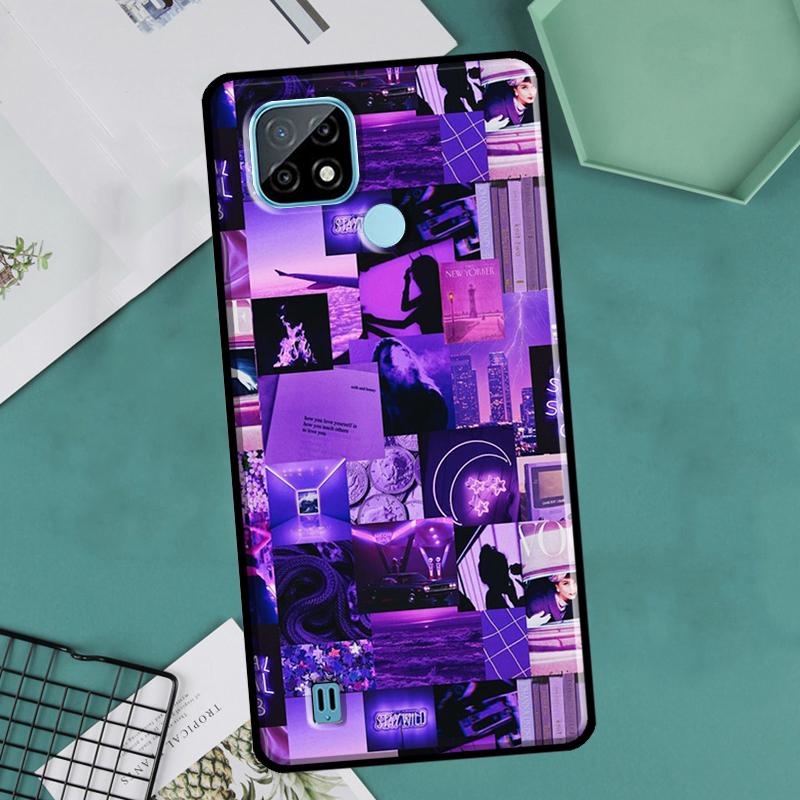 Purple Aesthetic For OnePlus 10 9 Pro 8T 9R 10R Nord2 Case For Realme 8 Pro 9 GT Neo 3 2 Master 8i 9i Cover