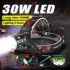 Hochleistungs-LED-Stirnlampe, 30 W, superhell, 1000 m Reichweite, wiederaufladbares LED-Stirnlicht mit fluoreszierender Angelkopflaterne